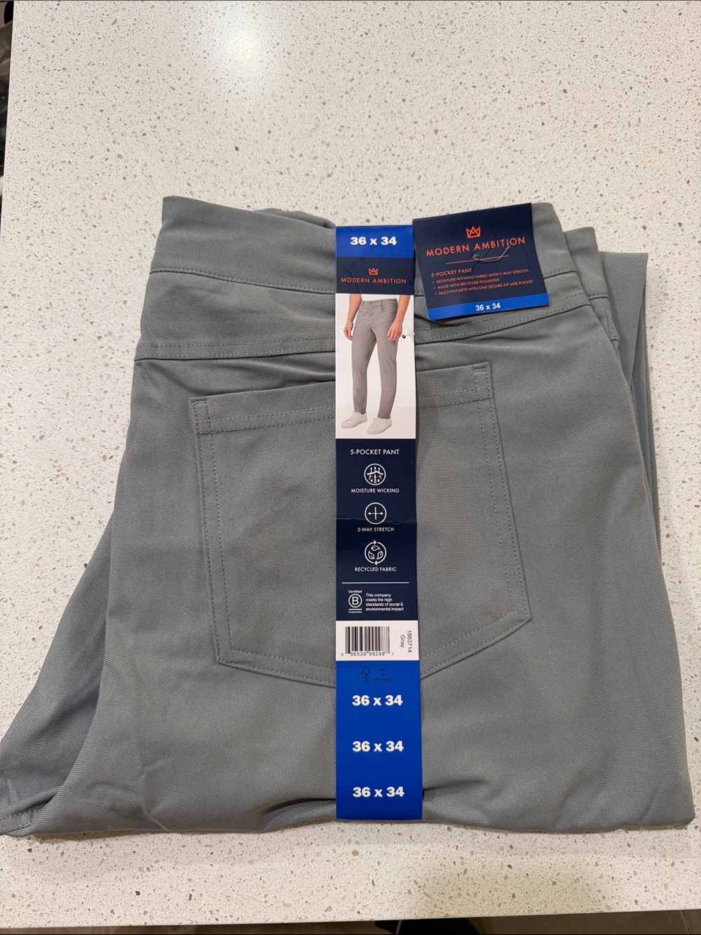Modern Ambition Men's Gray Chino Pants - 36 x 34